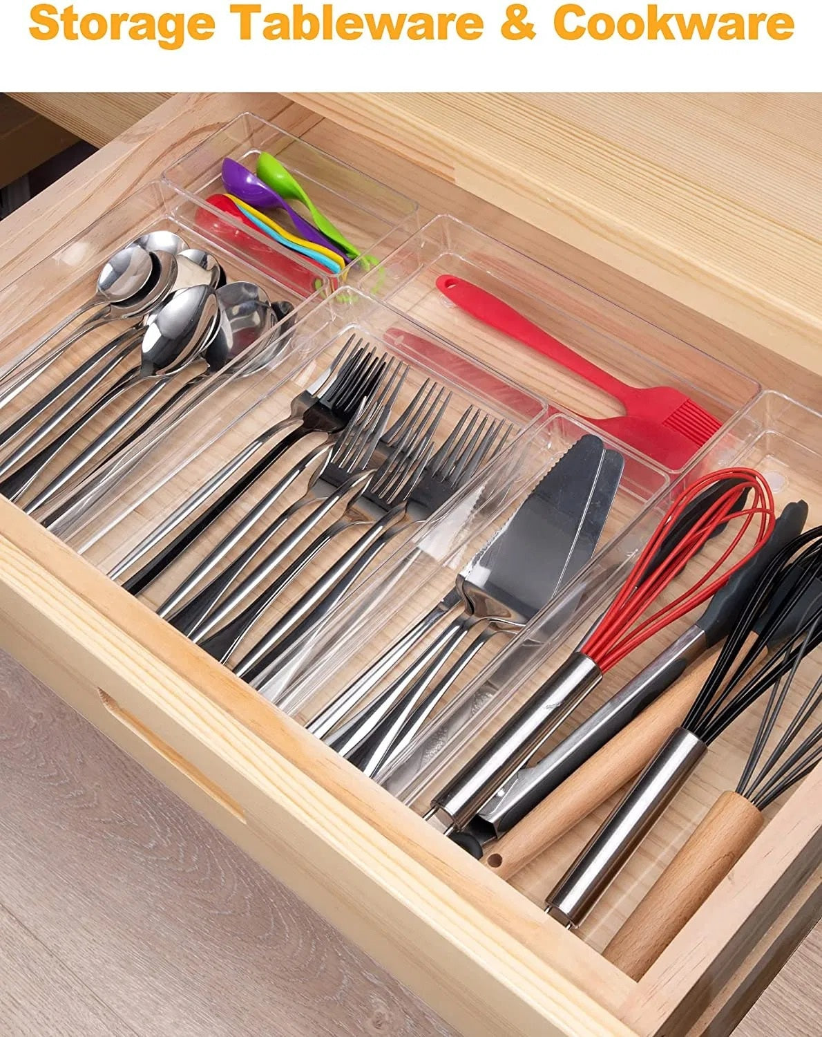 Four-Size Clear Drawer Organizer Tray Set - lifestyle view