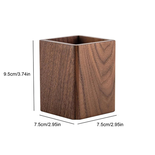 Wood-Grain Square Pen Cup - angle view