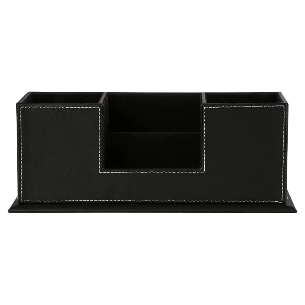 PU Leather Three-Compartment Desktop Organizer - angle view
