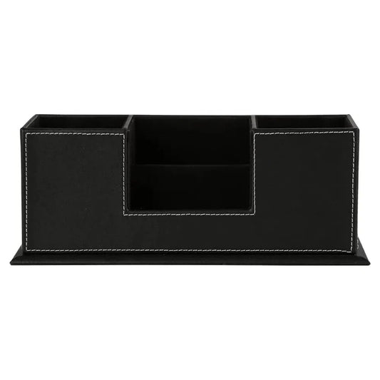 PU Leather Three-Compartment Desktop Organizer - angle view