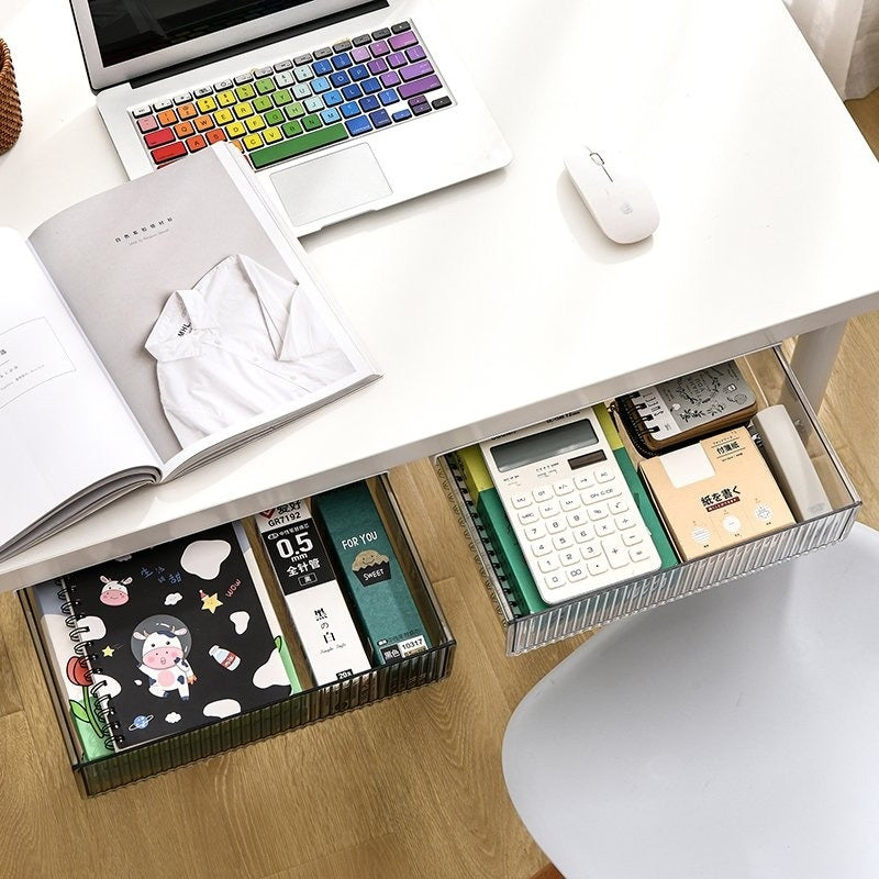 Under-Desk Slide-Out Storage Drawer - angle view