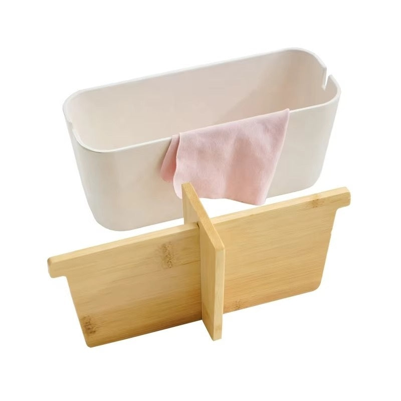 Bamboo-Divided Desktop Storage Caddy - detail view