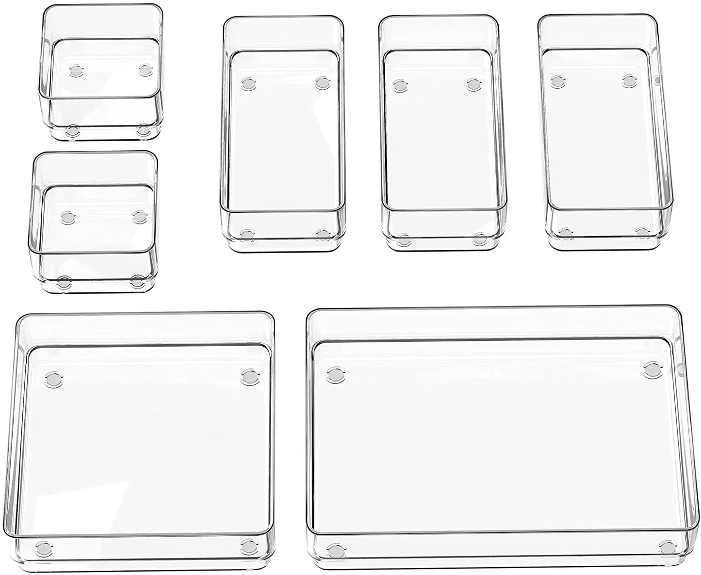 Four-Size Clear Drawer Organizer Tray Set - main view