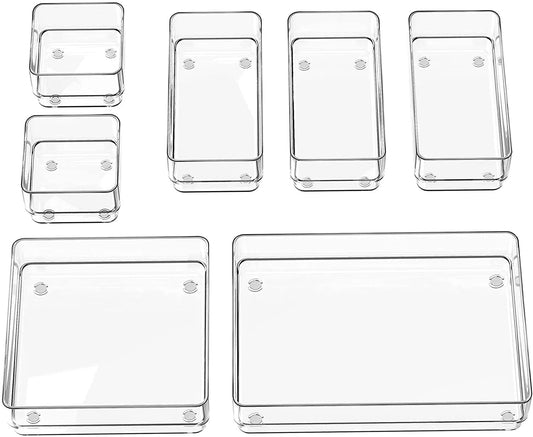 Four-Size Clear Drawer Organizer Tray Set - main view