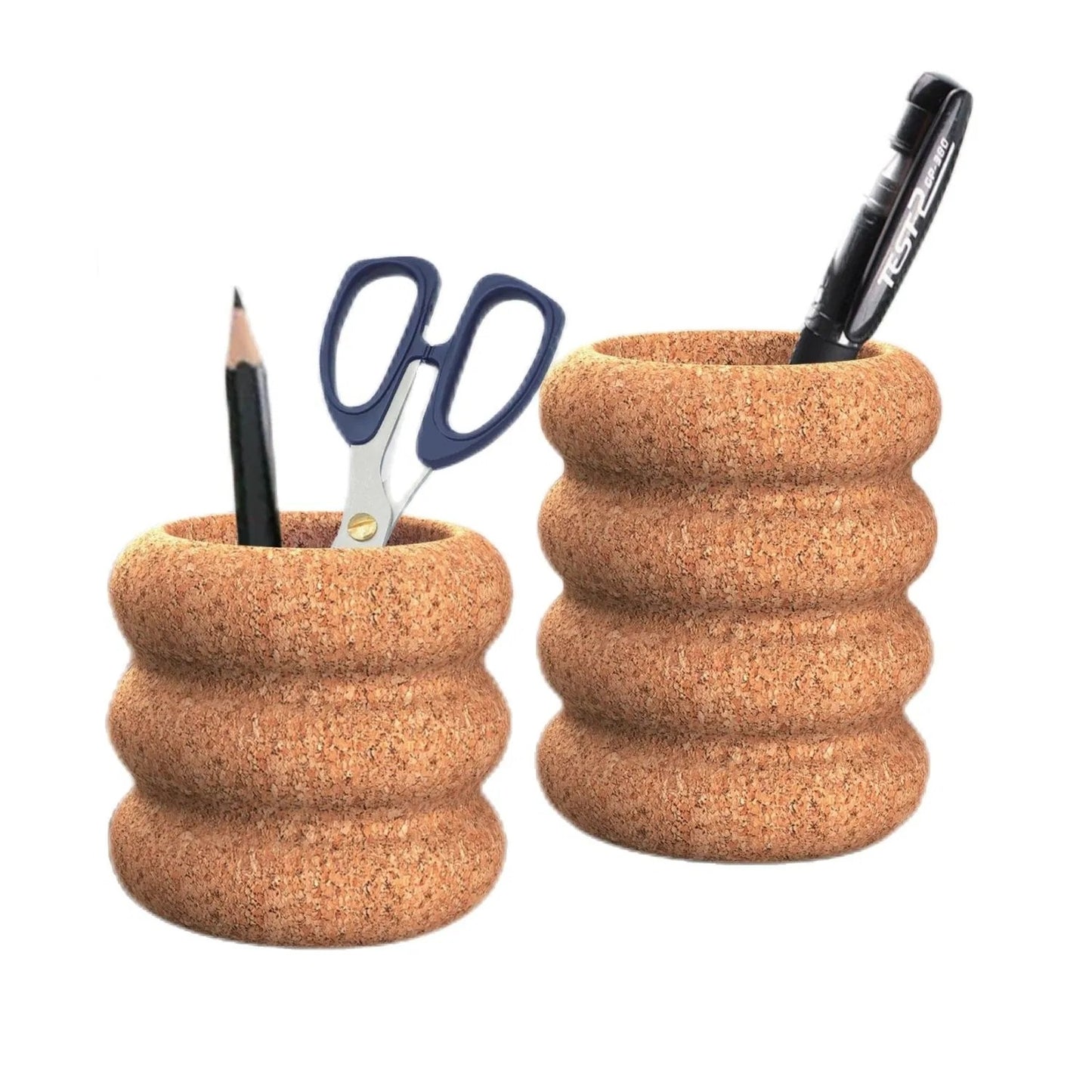 Ripple-Shaped Cork Desktop Pen Holder Set - main view
