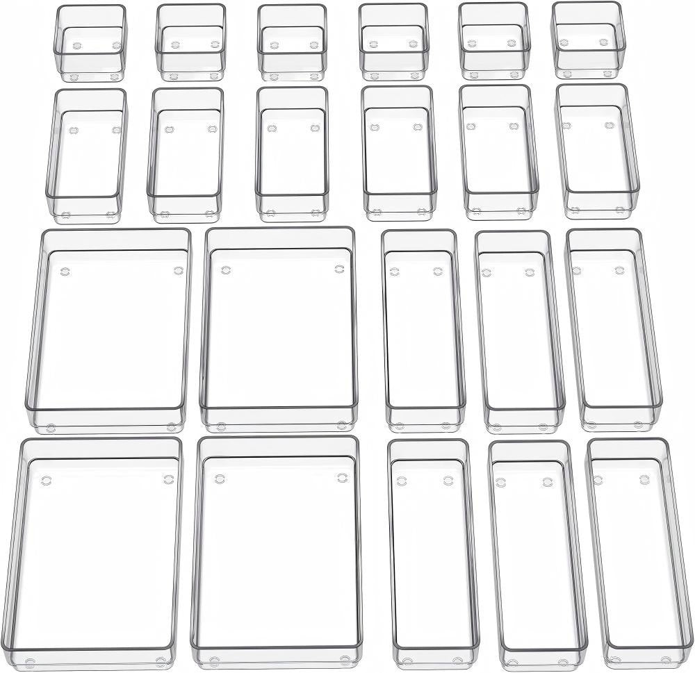 22-Piece Clear Drawer Organizer Tray Set - main view