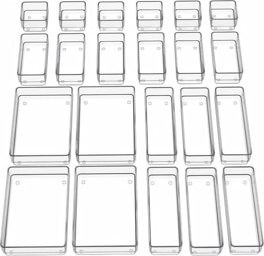22-Piece Clear Drawer Organizer Tray Set - main view