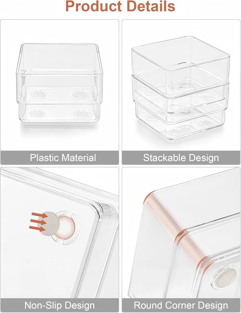 22-Piece Clear Drawer Organizer Tray Set - detail view