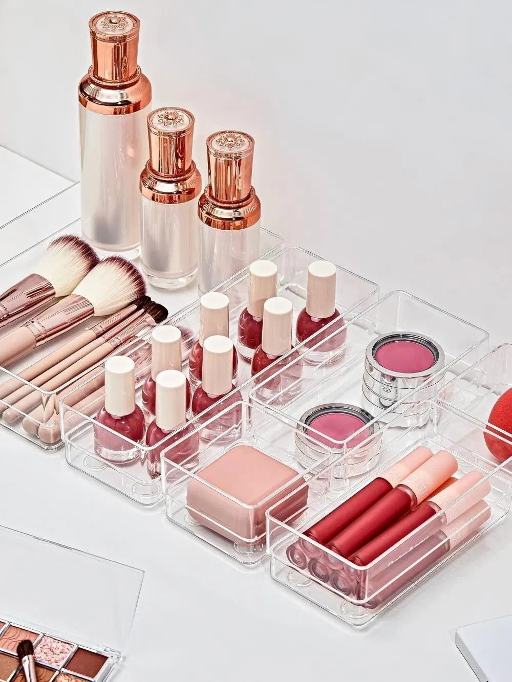 22-Piece Clear Drawer Organizer Tray Set - lifestyle view