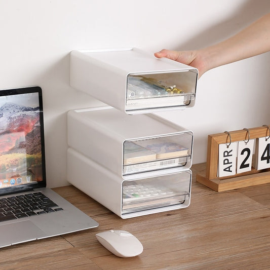 Stackable Desktop Drawer Storage Box - angle view