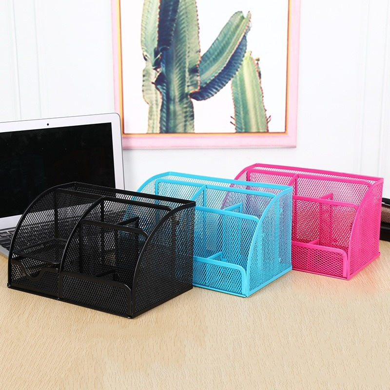 Multi-Compartment Metal Mesh Desk Organizer - lifestyle view