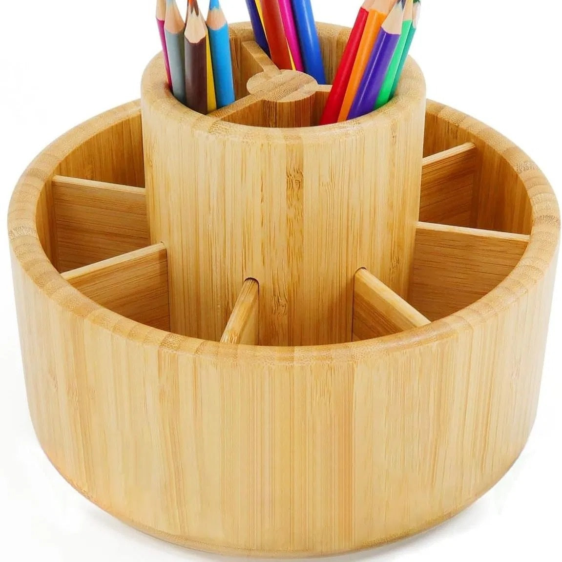 Rotating Bamboo Art Supply Organizer - main view
