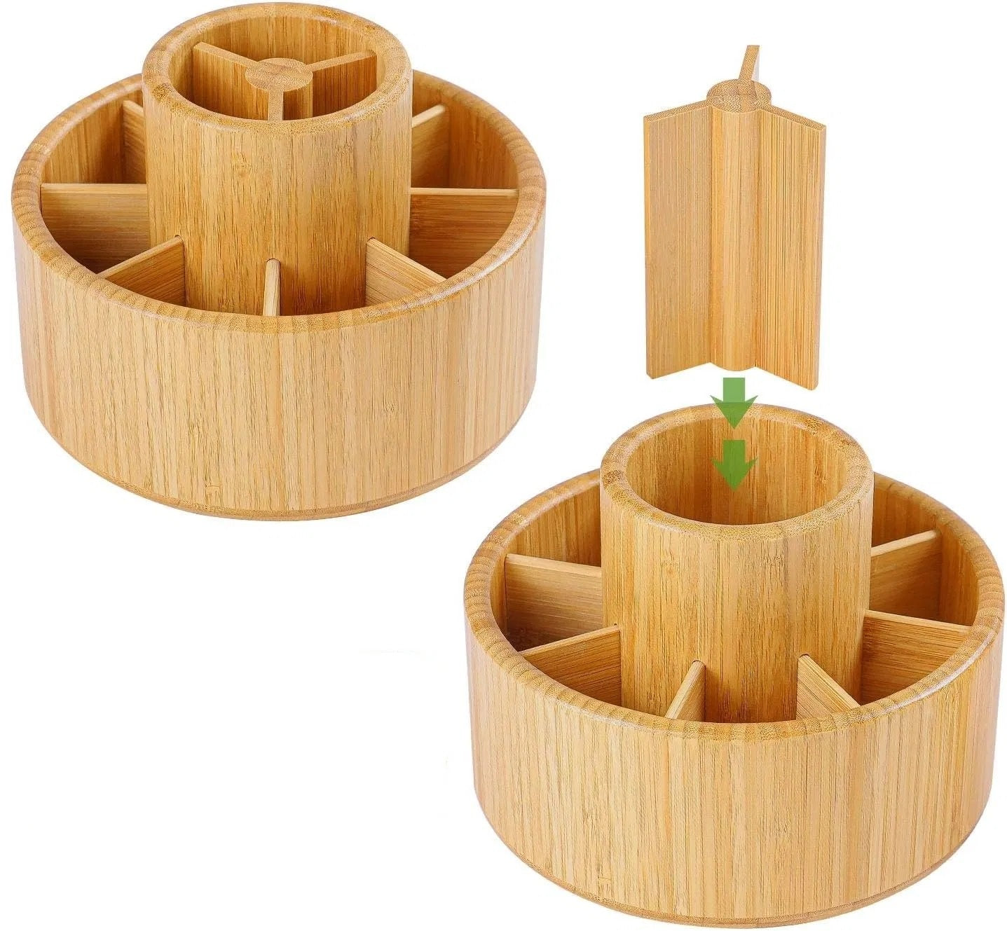 Rotating Bamboo Art Supply Organizer - detail view