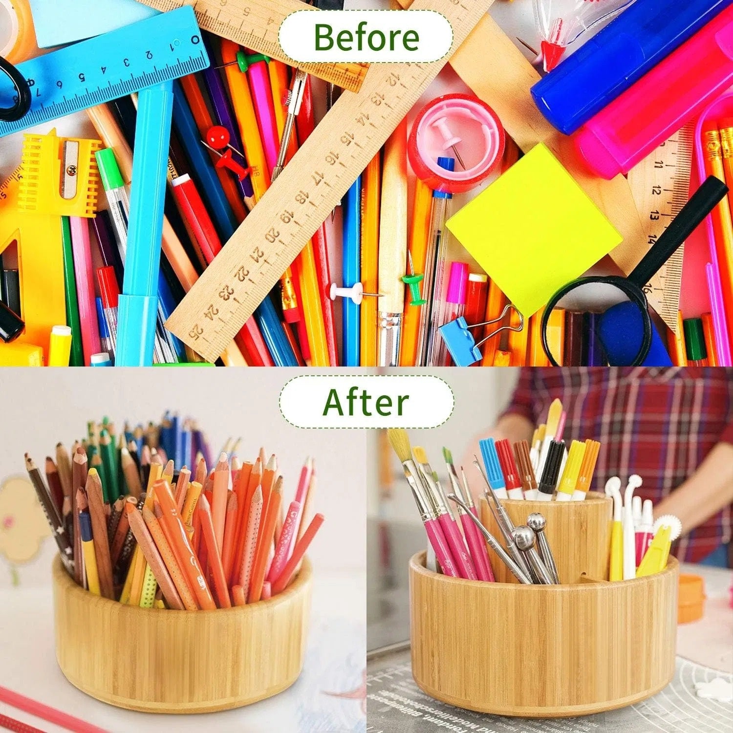 Rotating Bamboo Art Supply Organizer - lifestyle view