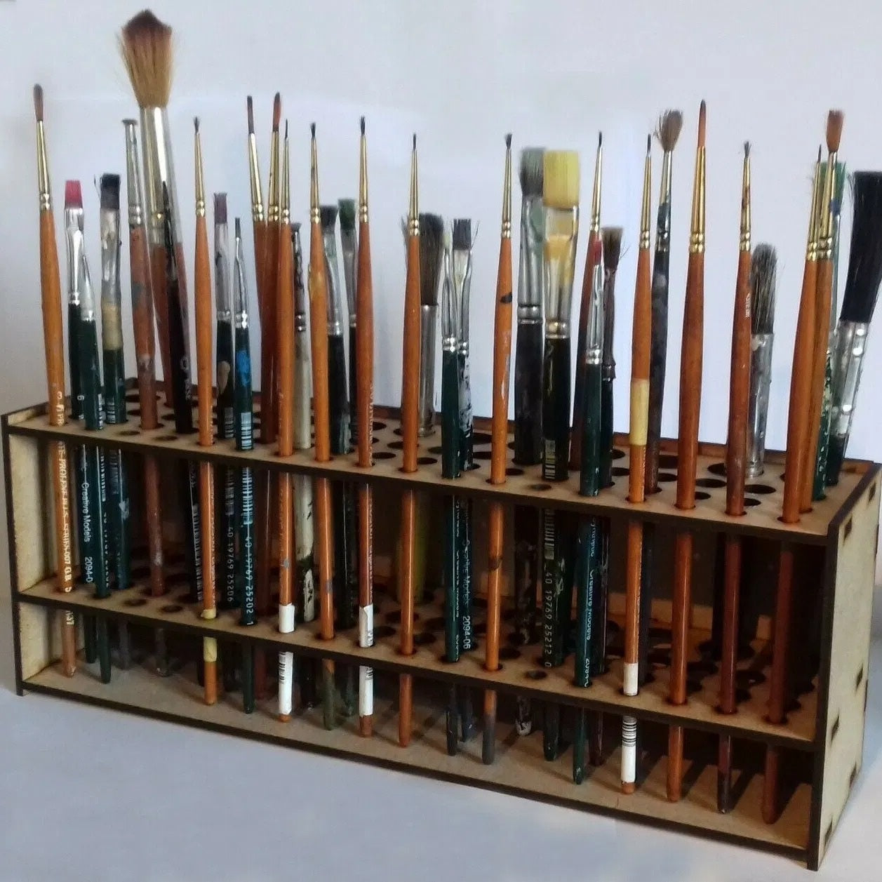 Wooden 67-Slot Brush and Pencil Organizer - main view