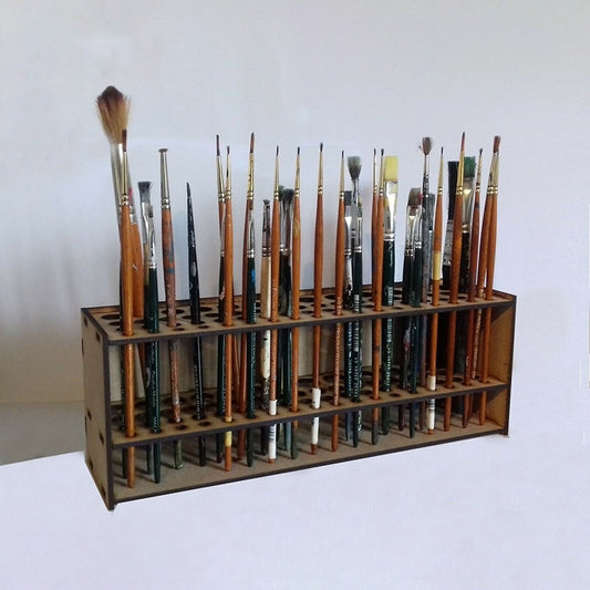 Wooden 67-Slot Brush and Pencil Organizer - angle view
