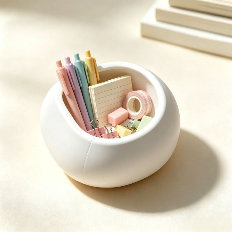 Geometric White Desktop Pen Holder - main view