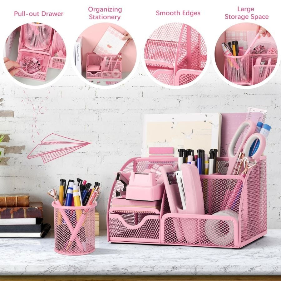 Eleven-Piece Mesh Desk Organizer Set - lifestyle view
