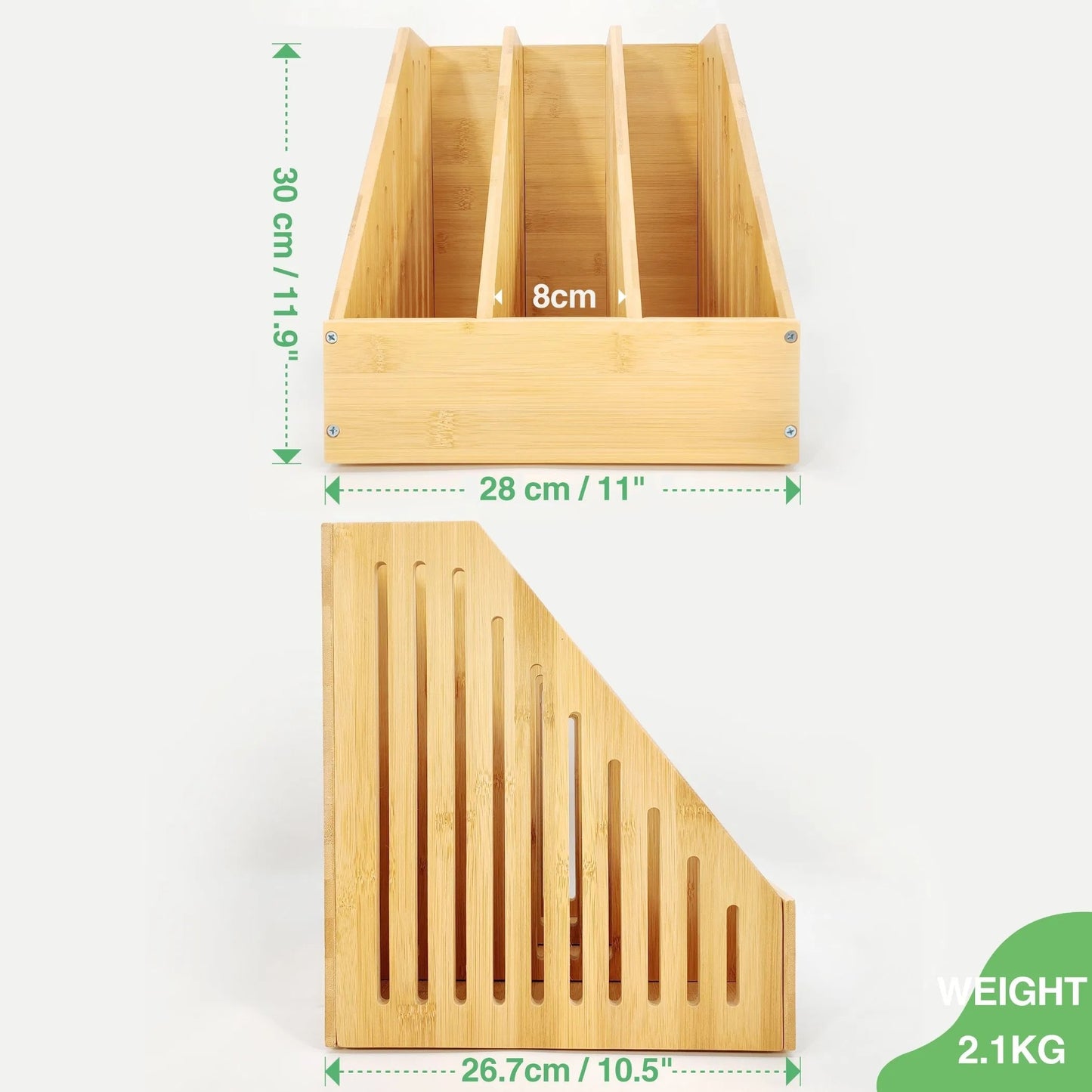 Vertical Bamboo File Sorter - angle view