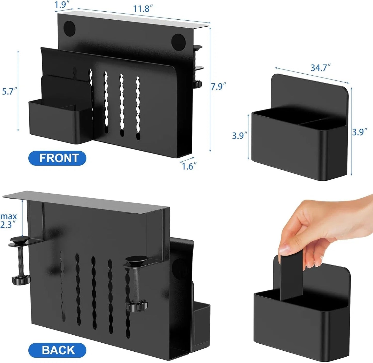 Clamp-On Desk Side Storage Organizer - detail view