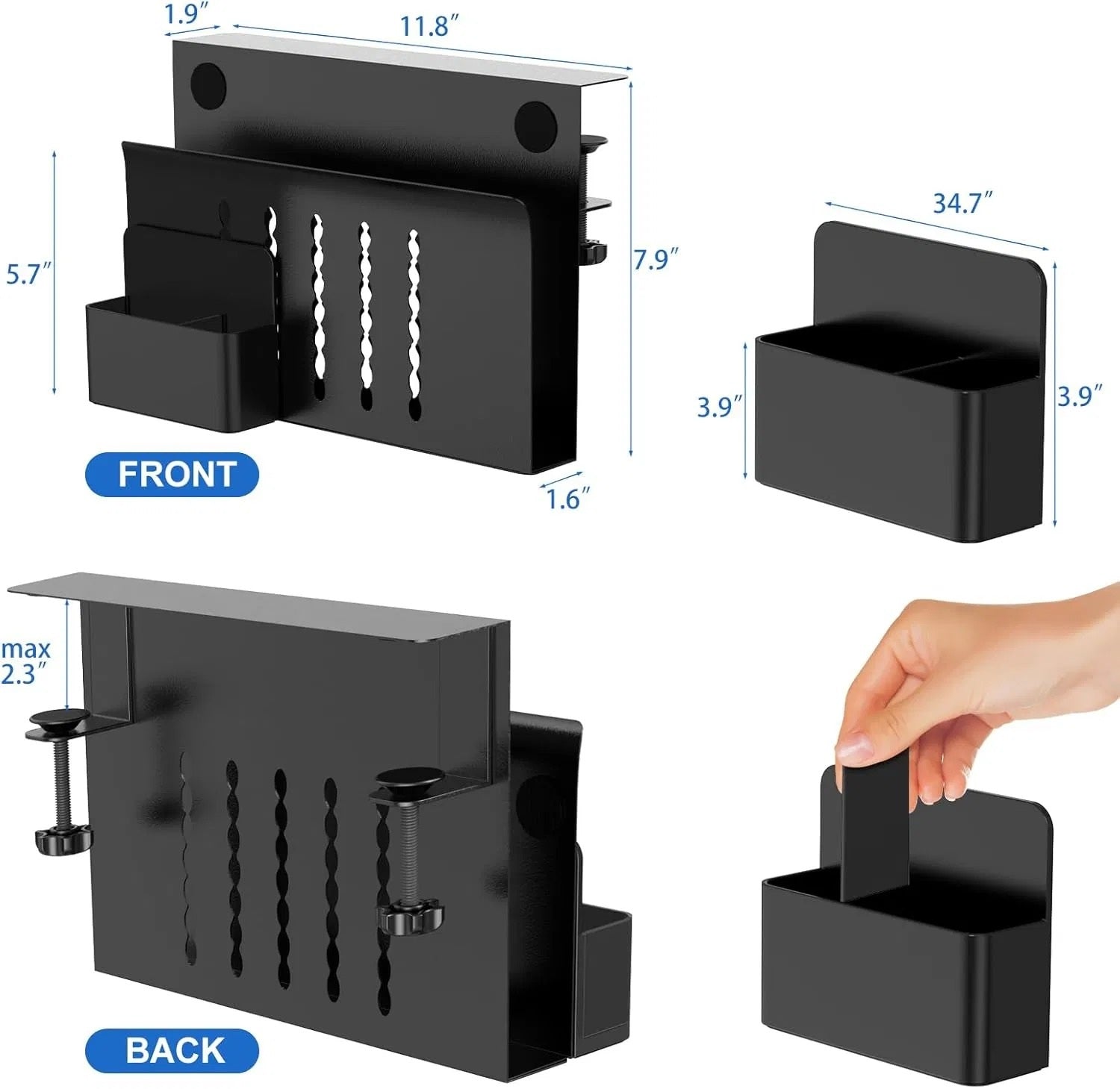 Clamp-On Desk Side Storage Organizer - detail view