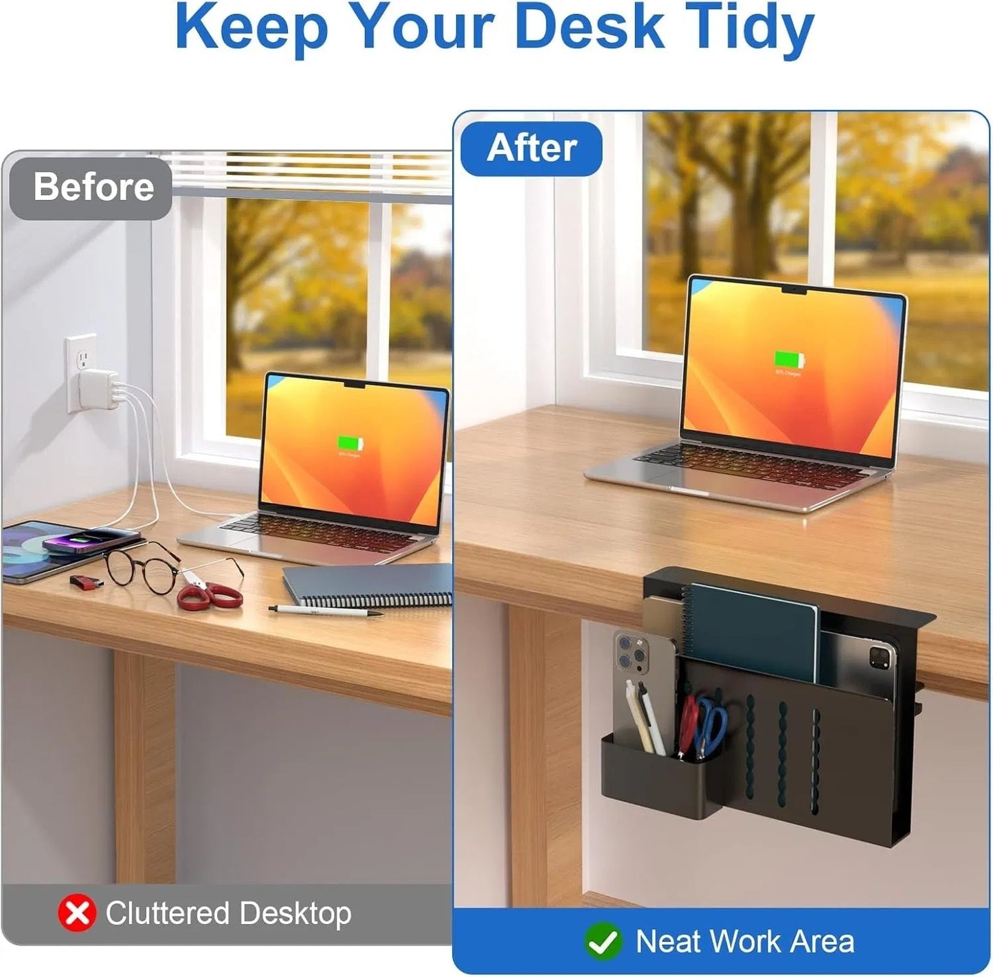 Clamp-On Desk Side Storage Organizer - lifestyle view