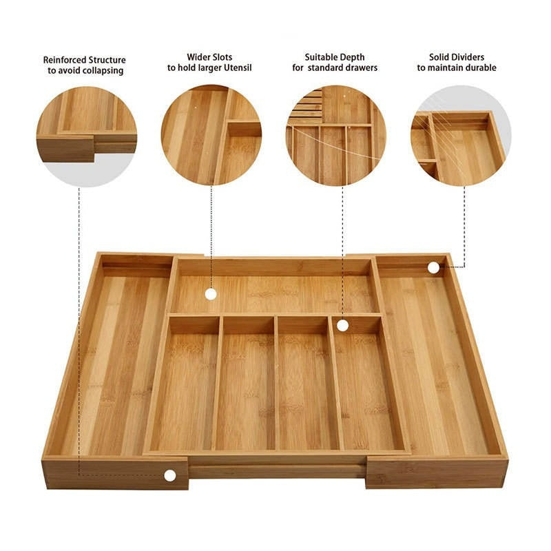 Expandable Bamboo Drawer Organizer - main view