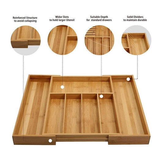 Expandable Bamboo Drawer Organizer - main view
