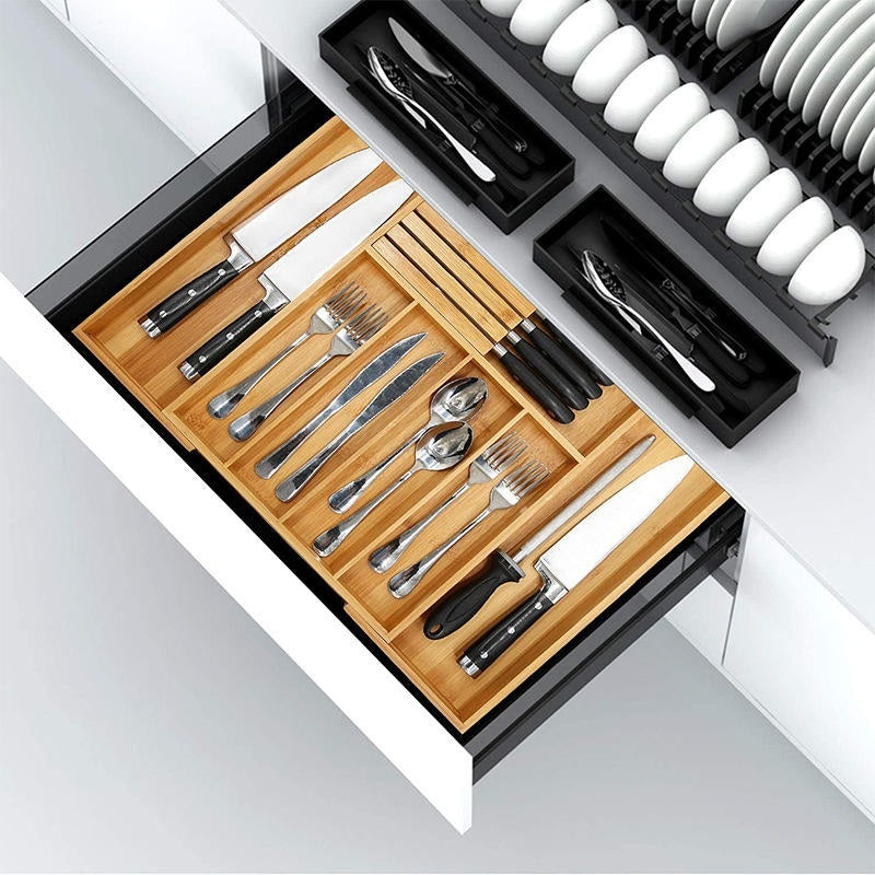Expandable Bamboo Drawer Organizer - angle view