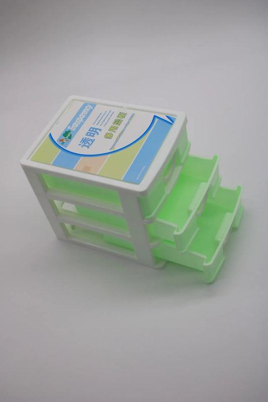 Three-Drawer Mini Desktop Storage Box - angle view