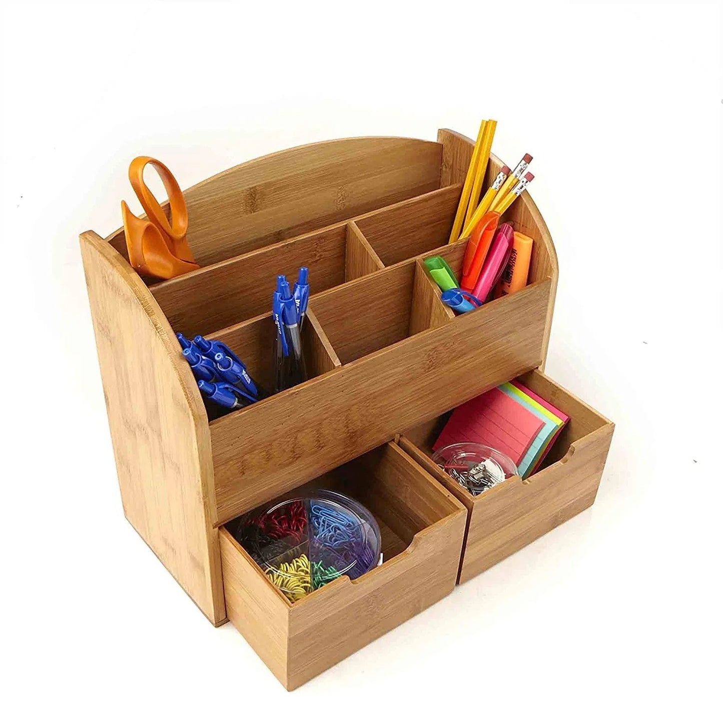 Bamboo Desk Organizer with Two Drawers - main view