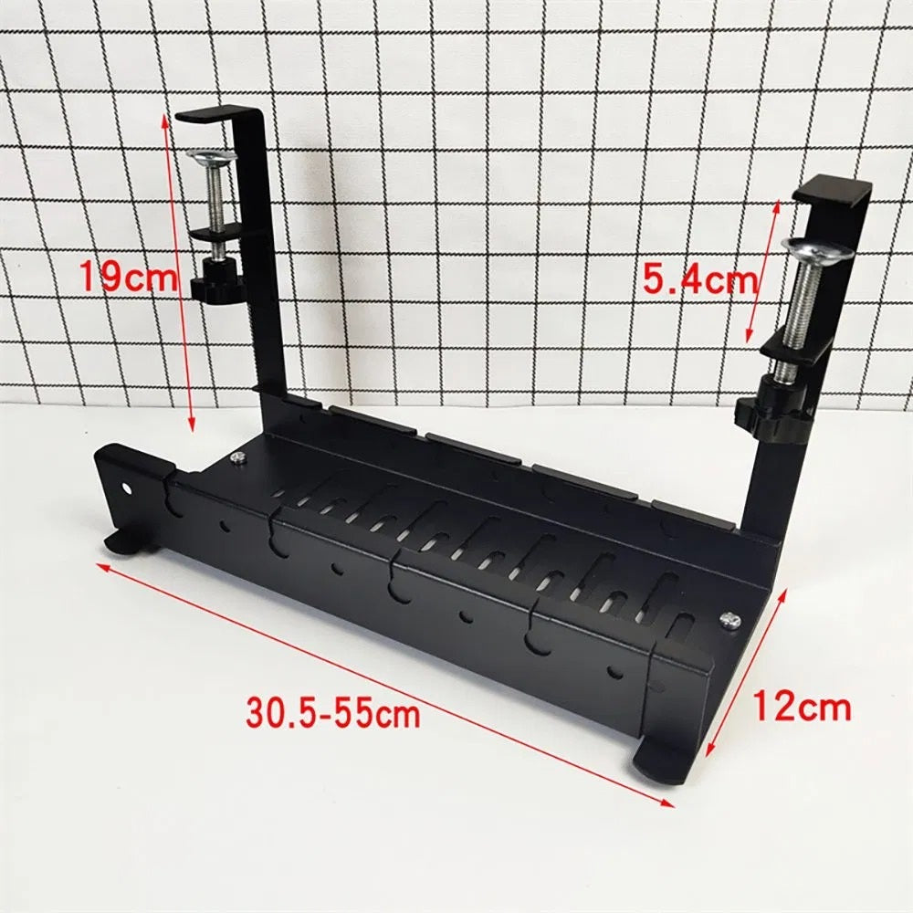 Adjustable Clamp-On Under-Desk Cable Tray - detail view