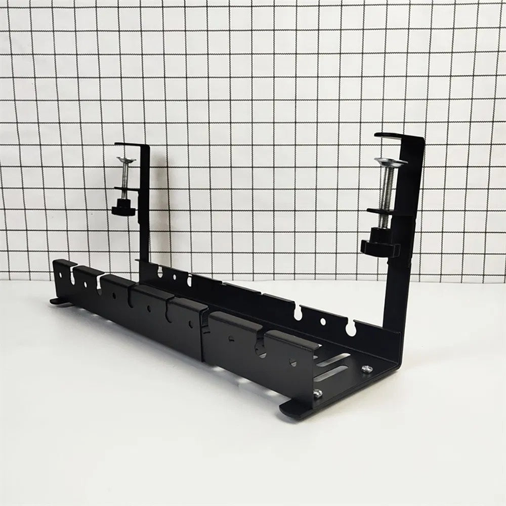 Adjustable Clamp-On Under-Desk Cable Tray - lifestyle view