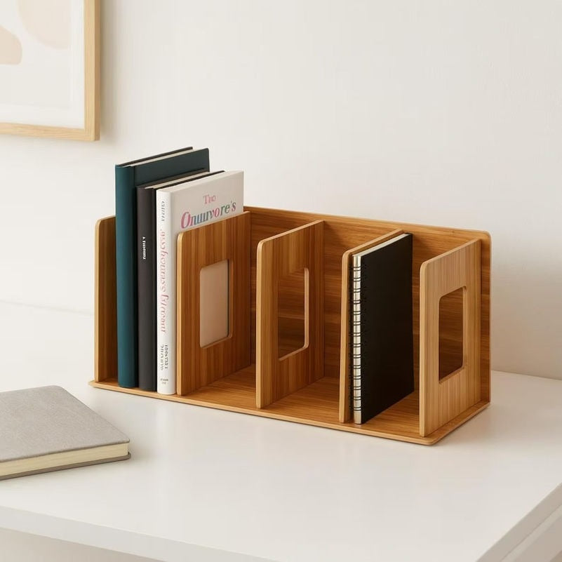Bamboo Desktop Book and File Organizer - detail view