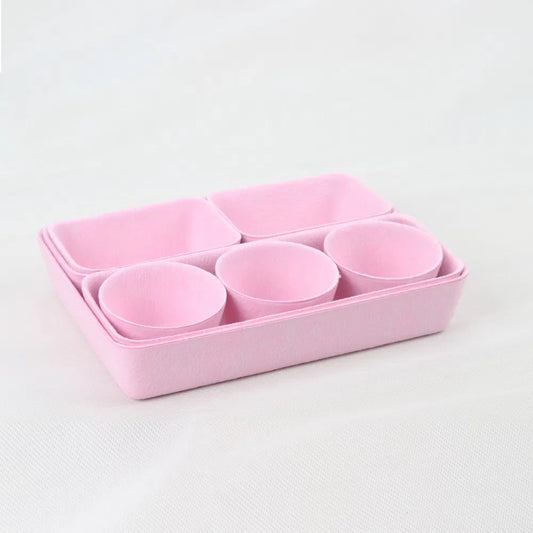 Pink Felt Desktop Organizer Tray Set - main view