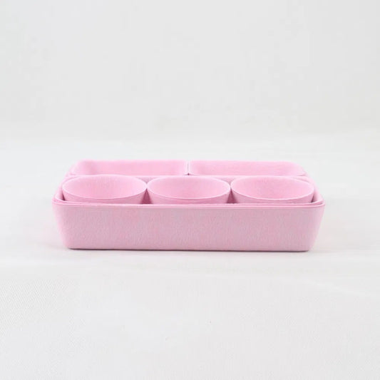 Pink Felt Desktop Organizer Tray Set - angle view