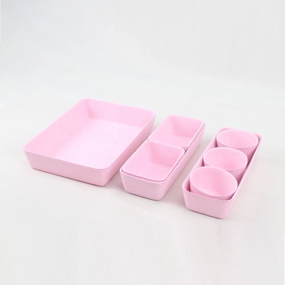 Pink Felt Desktop Organizer Tray Set - lifestyle view