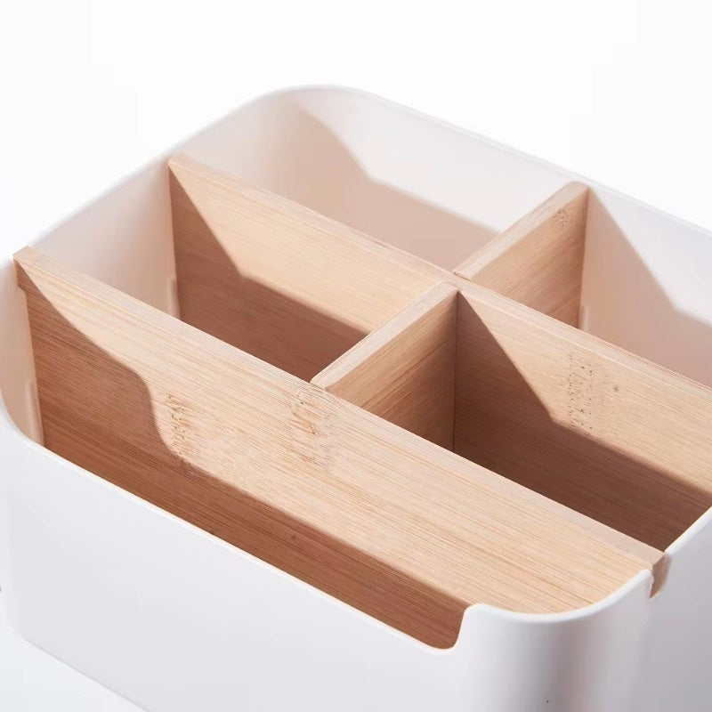 Bamboo Insert Four-Section Desk Caddy - angle view